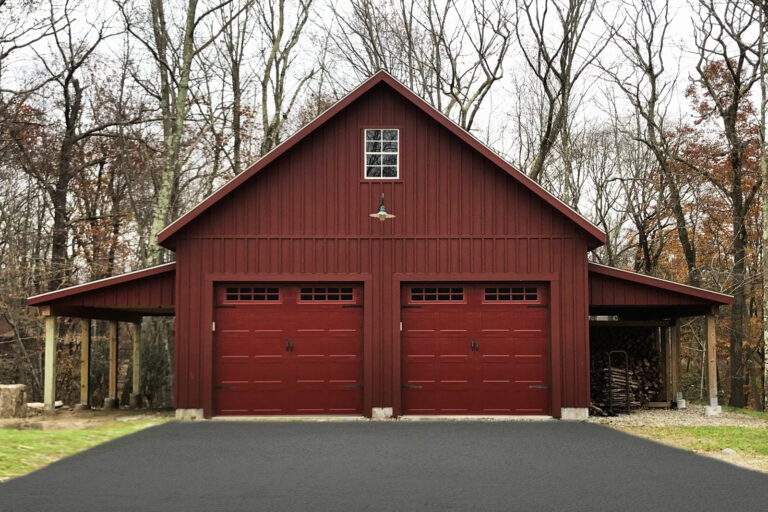 Barn Red 2 car Attic Prefab Garage Smart Panel