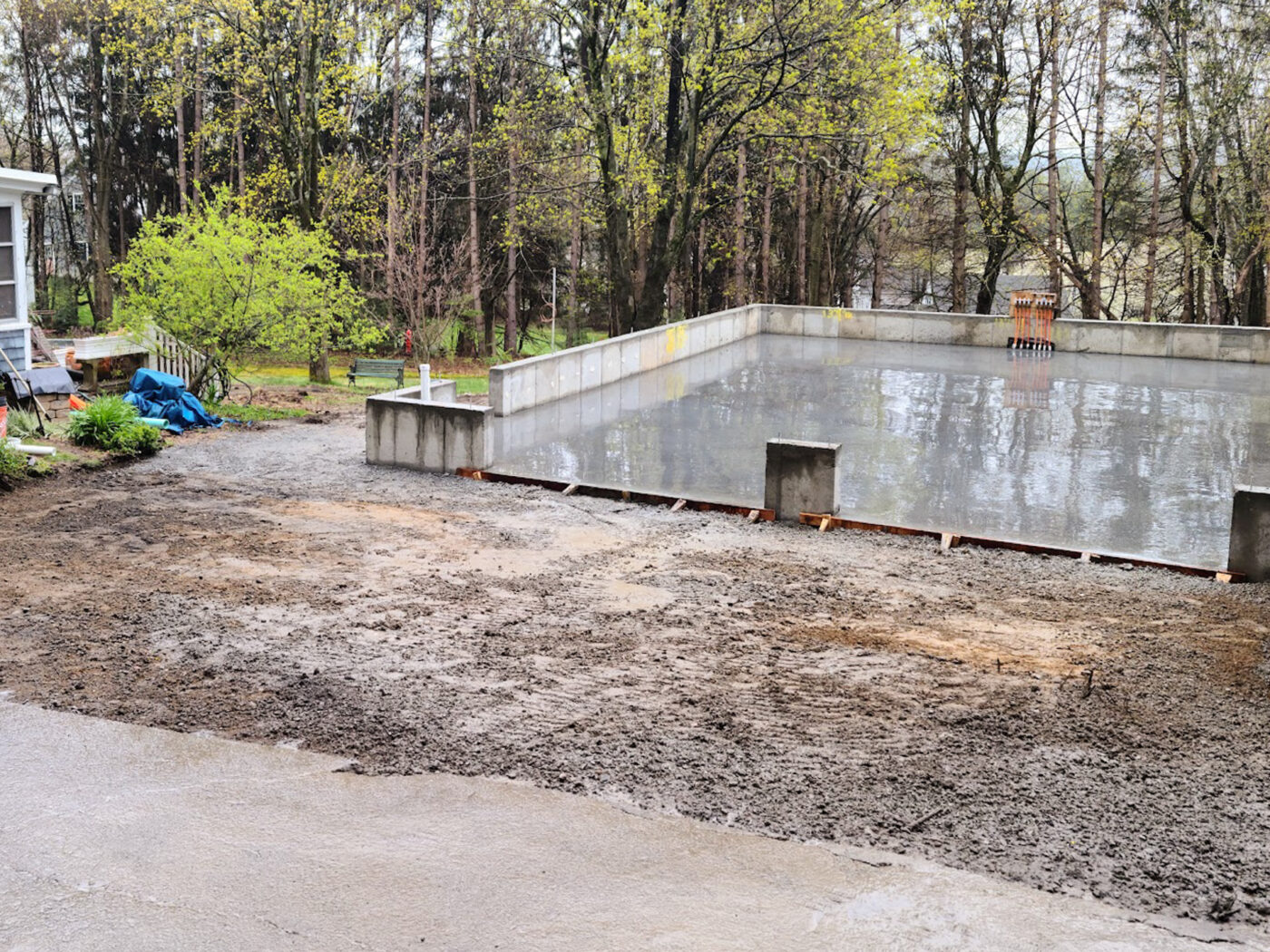 Laying the foundation for a garage in fitchburg