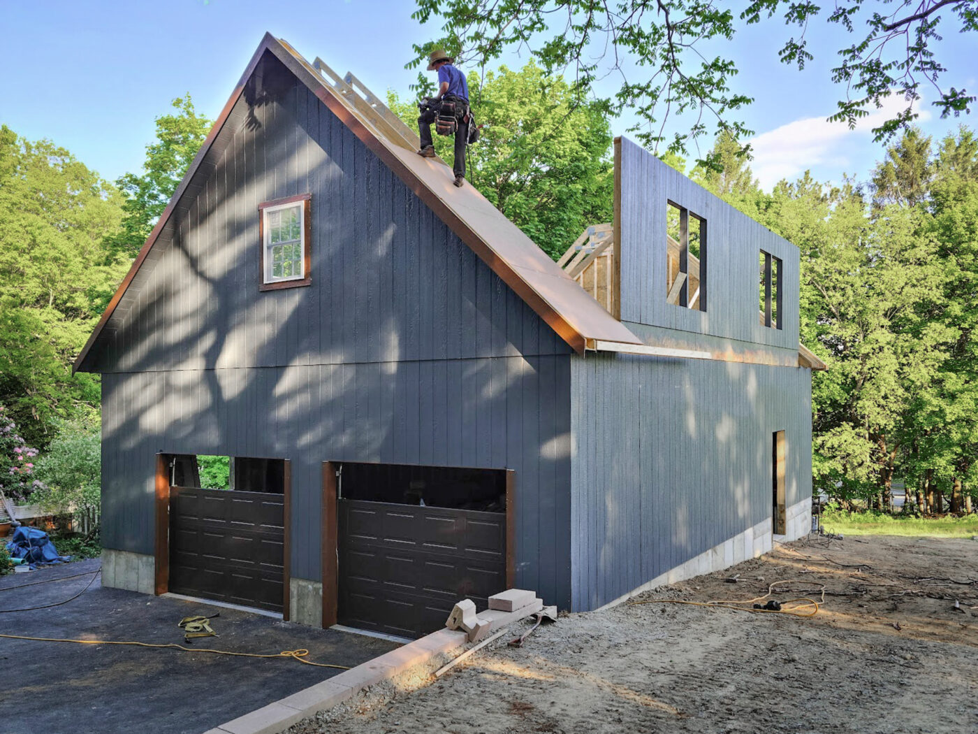 A garage in fitchburg being built