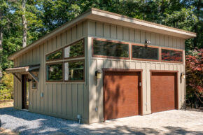 modern 3-car garage for sale built by Sheds Unlimited