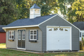 Single-Car Saltbox Garage With Vinyl Siding