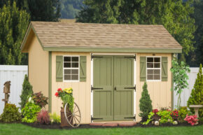 A shed framing kit with wood siding