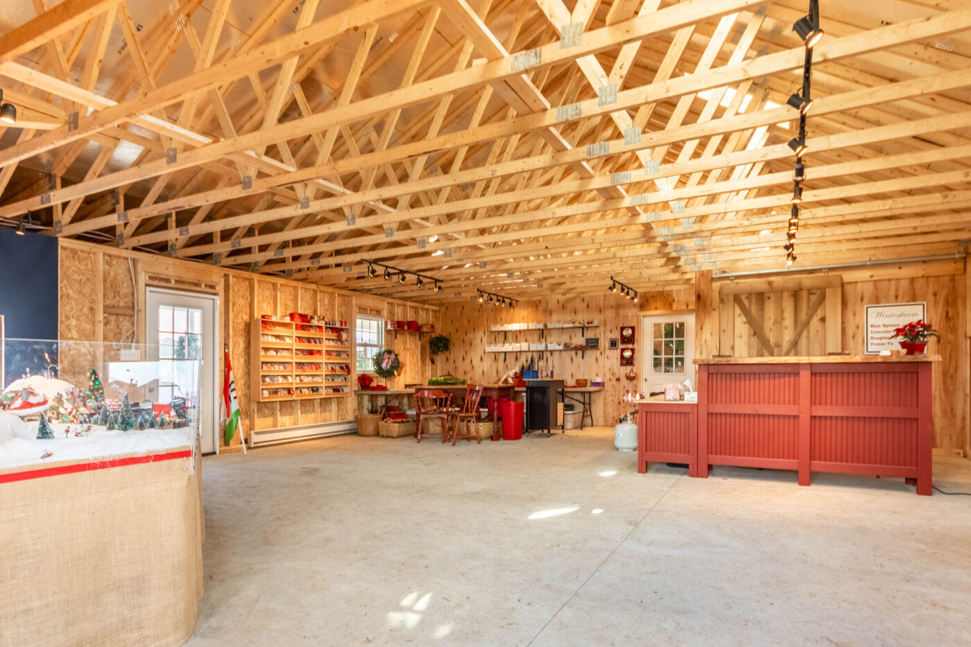The interior of a Christmas Tree Farm shed in Jarrettsville, MD.
